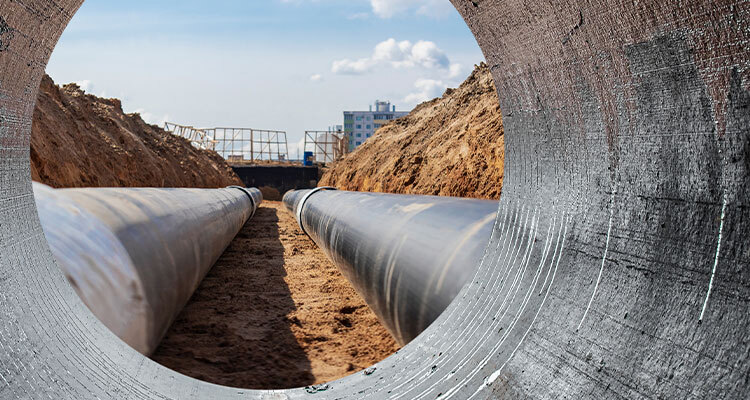 View from inside a large pipe