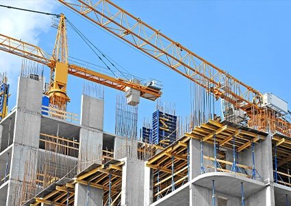 Tower cranes on a construction site