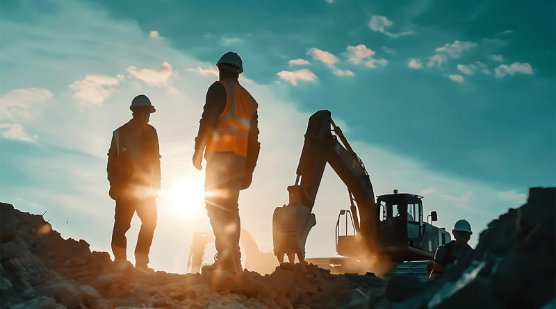 Three construction workers stood in a Southwest American construction site to support Sundt Construction article